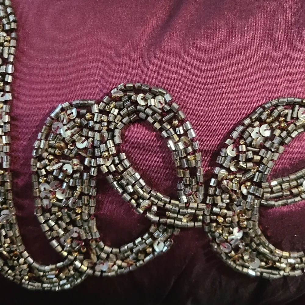 Festive‎ Burgundy Beaded NOEL Holiday Pillow